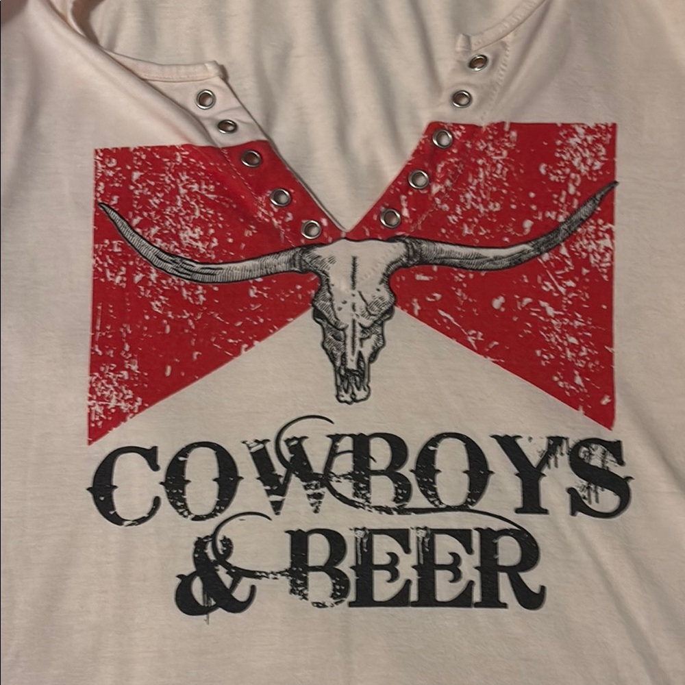 Cowboys & Beer Graphic Tee - Cream - Picture 5 of 5